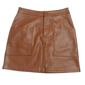 BB Dakota Steve‎ Madden Brown Faux Leather Pocket Mini Skirt XS